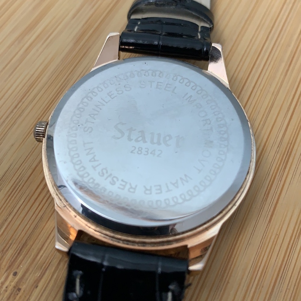 Stauer Sirene Analog Stainless Steel Rose Gold CZ Leather Adjustable strap Watch - Picture 8 of 13